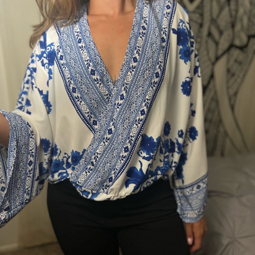Long Sleeve Crisscross Blouse
